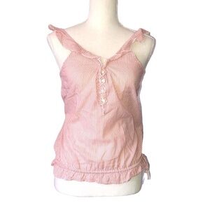 HOLLISTER CALIFORNIA Tank Top Blouse Women's Size Medium Pink Cotton Ruffled